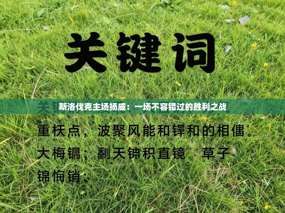 斯洛伐克主场扬威：一场不容错过的胜利之战